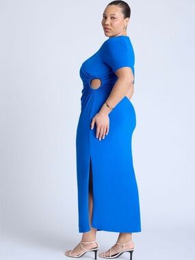 Eloquii Cutout Detail Knit Maxi Dress Side Slit Party Chic Plus Size 26 NWT